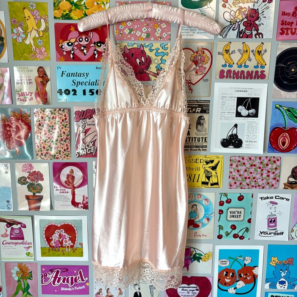 Vintage Babydoll Elegant Lace Trim Slip Dress